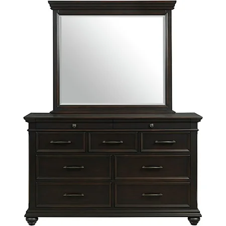 Transitional Dresser and Mirror Set